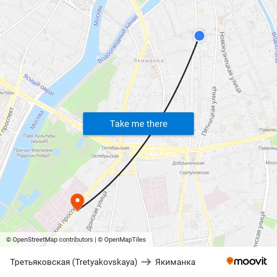 Третьяковская (Tretyakovskaya) to Якиманка map