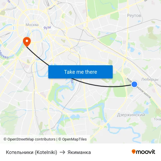Котельники (Kotelniki) to Якиманка map