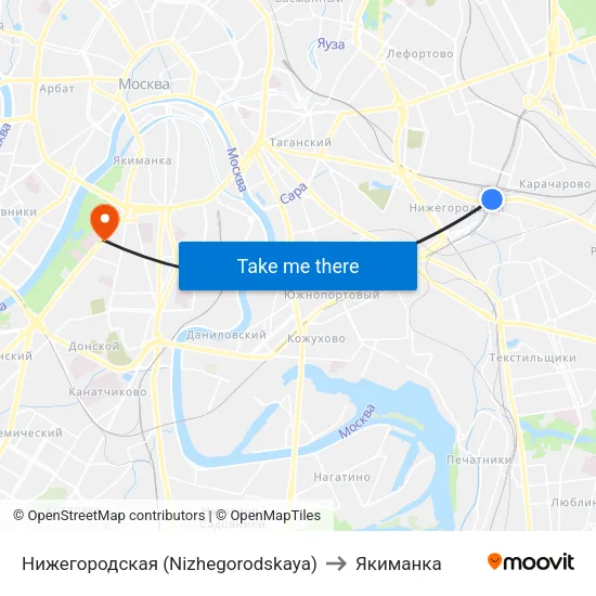 Нижегородская (Nizhegorodskaya) to Якиманка map