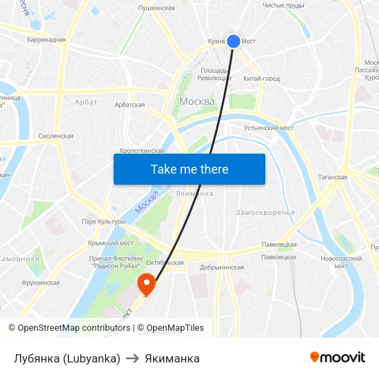 Лубянка (Lubyanka) to Якиманка map