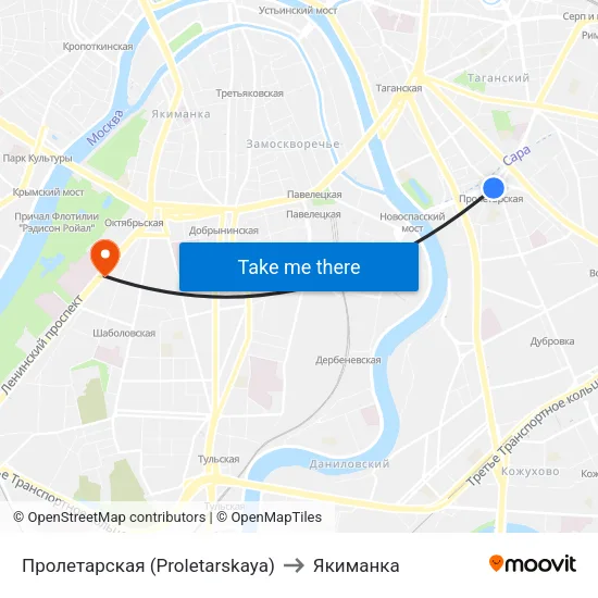 Пролетарская (Proletarskaya) to Якиманка map