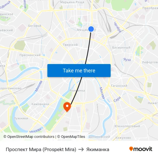 Проспект Мира (Prospekt Mira) to Якиманка map