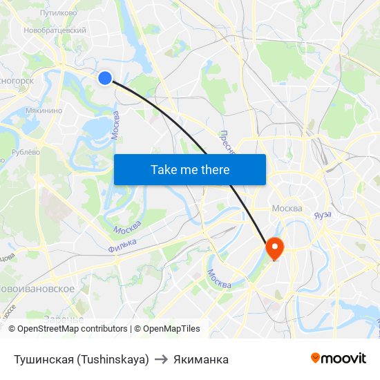 Тушинская (Tushinskaya) to Якиманка map