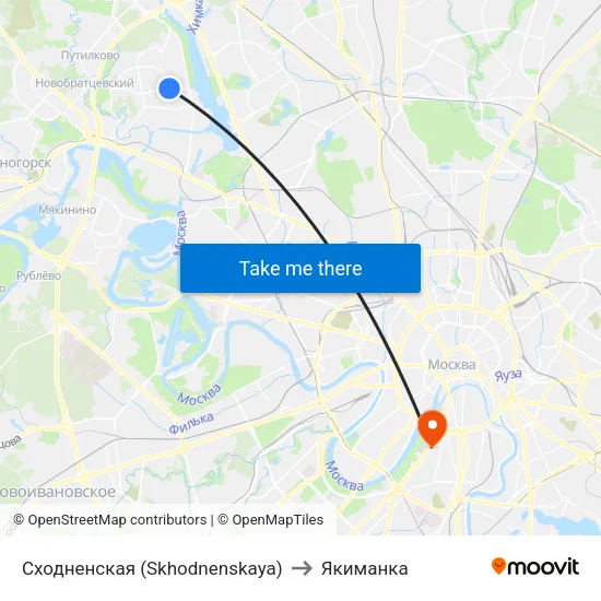 Сходненская (Skhodnenskaya) to Якиманка map