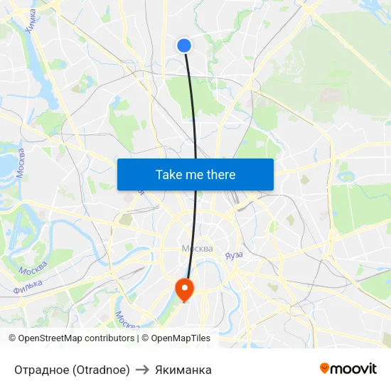 Отрадное (Otradnoe) to Якиманка map