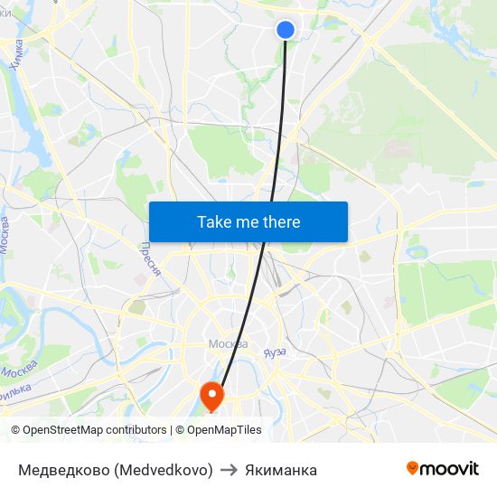 Медведково (Medvedkovo) to Якиманка map