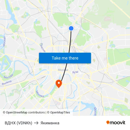 ВДНХ (VDNKh) to Якиманка map