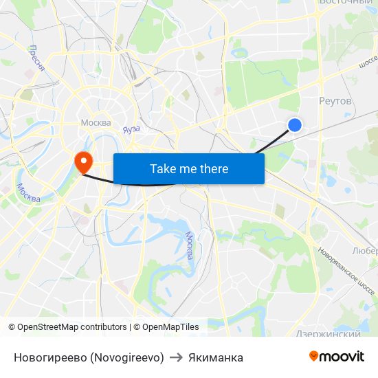 Новогиреево (Novogireevo) to Якиманка map