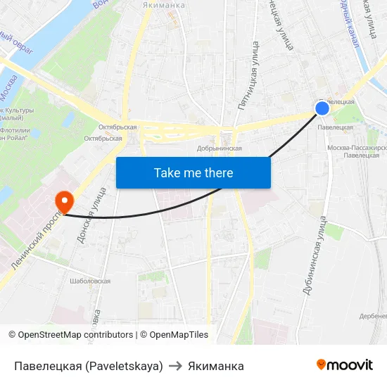 Павелецкая (Paveletskaya) to Якиманка map