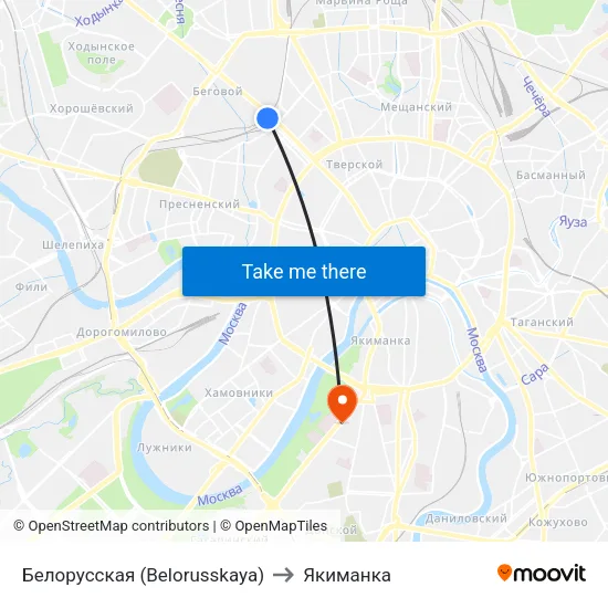 Белорусская (Belorusskaya) to Якиманка map