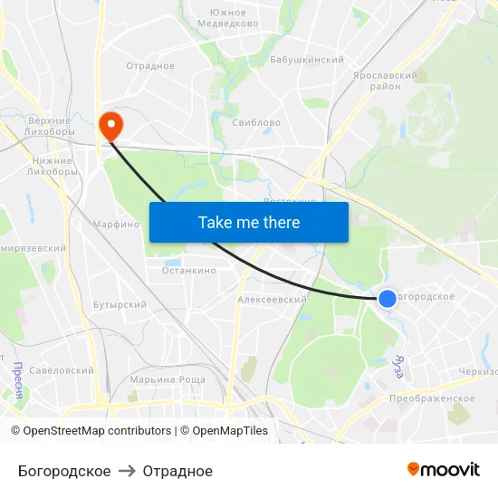 Богородское to Отрадное map