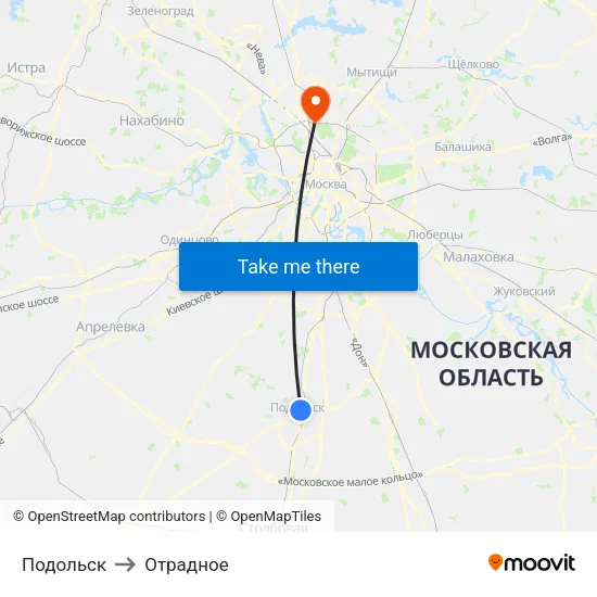 Подольск to Отрадное map