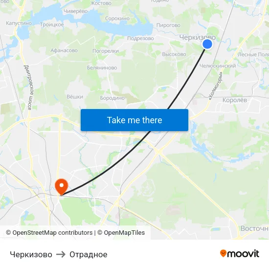 Черкизово to Отрадное map