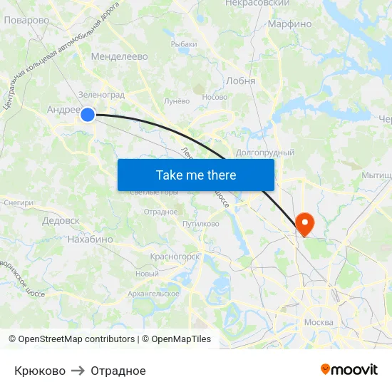 Крюково to Отрадное map