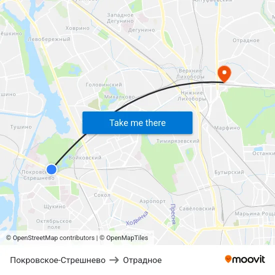 Покровское-Стрешнево to Отрадное map