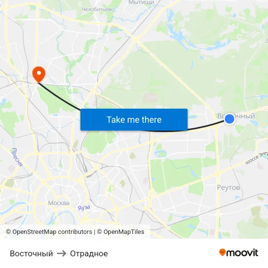 Восточный to Отрадное map