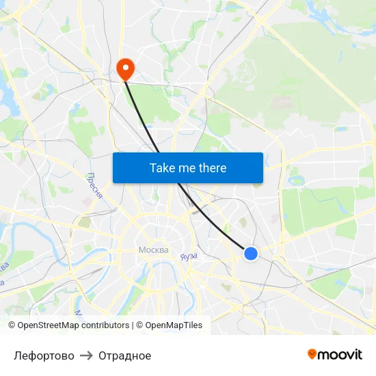 Лефортово to Отрадное map