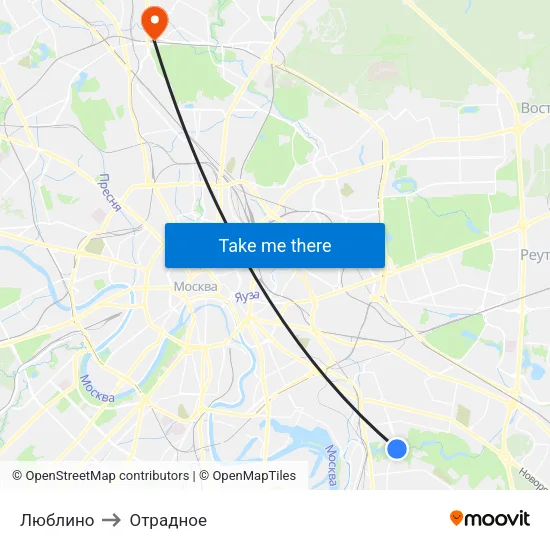 Люблино to Отрадное map