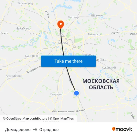 Домодедово to Отрадное map
