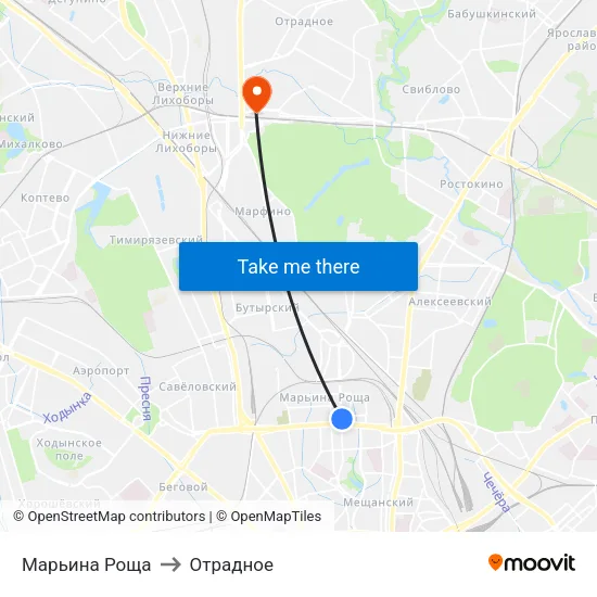 Марьина Роща to Отрадное map