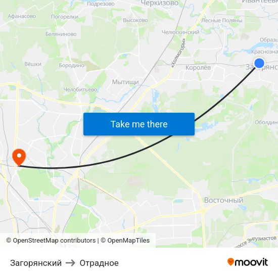 Загорянский to Отрадное map