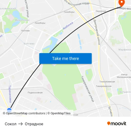 Сокол to Отрадное map