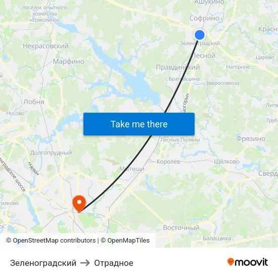 Зеленоградский to Отрадное map