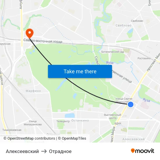 Алексеевский to Отрадное map