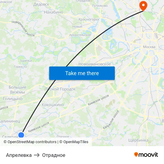 Апрелевка to Отрадное map