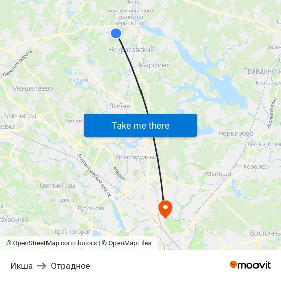 Икша to Отрадное map