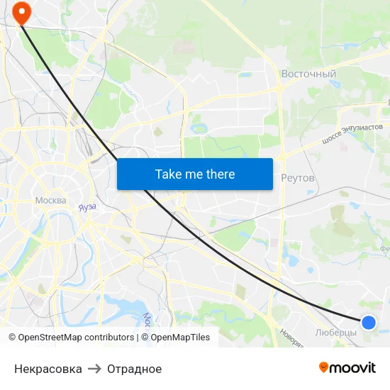 Некрасовка to Отрадное map