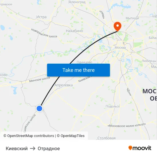 Киевский to Отрадное map