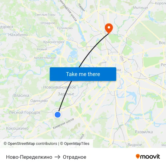 Ново-Переделкино to Отрадное map