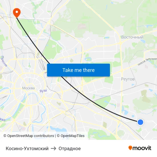 Косино-Ухтомский to Отрадное map