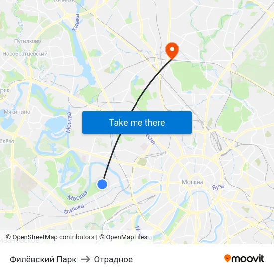 Филёвский Парк to Отрадное map
