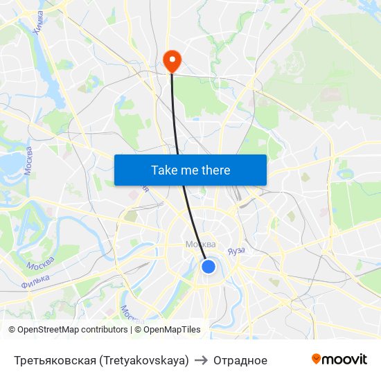 Третьяковская (Tretyakovskaya) to Отрадное map