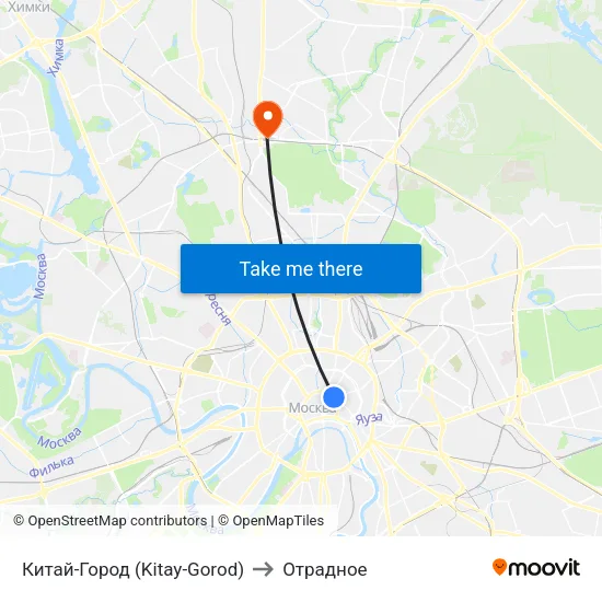 Китай-Город (Kitay-Gorod) to Отрадное map