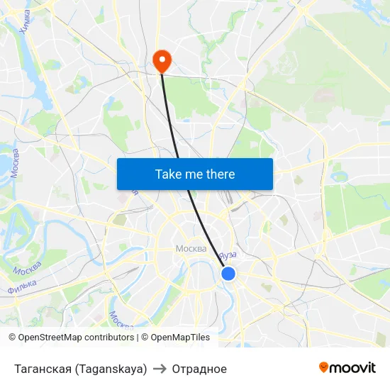 Таганская (Taganskaya) to Отрадное map