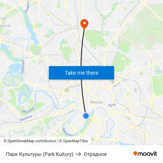 Парк Культуры (Park Kultury) to Отрадное map