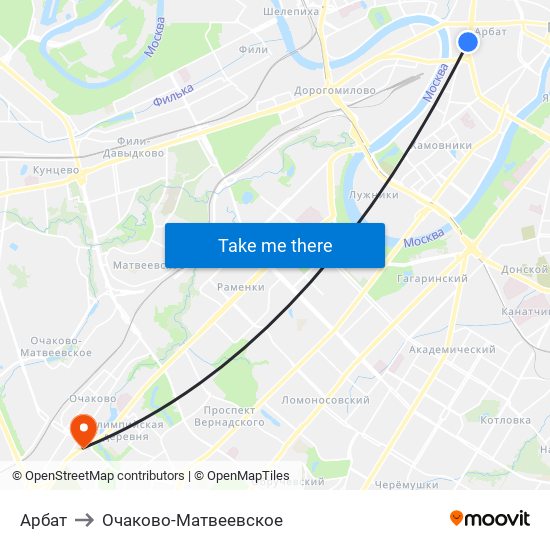 Арбат to Очаково-Матвеевское map