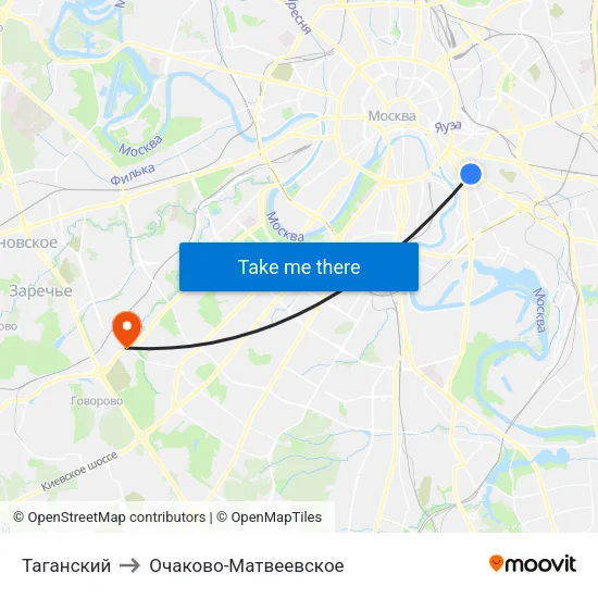 Таганский to Очаково-Матвеевское map