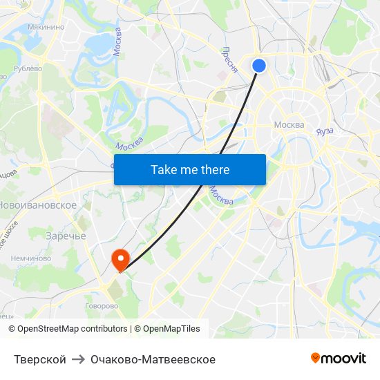 Тверской to Очаково-Матвеевское map