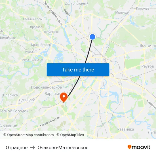Отрадное to Очаково-Матвеевское map