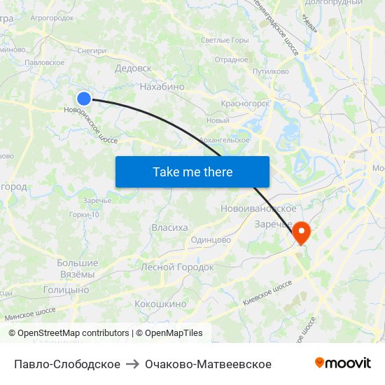 Павло-Слободское to Очаково-Матвеевское map