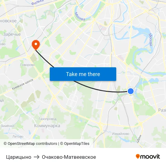 Царицыно to Очаково-Матвеевское map