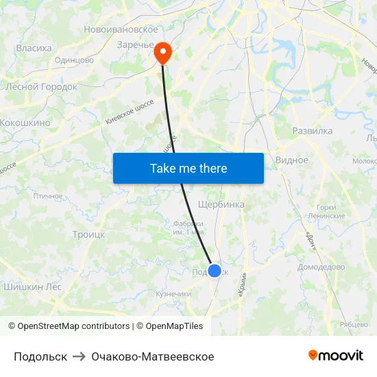 Подольск to Очаково-Матвеевское map
