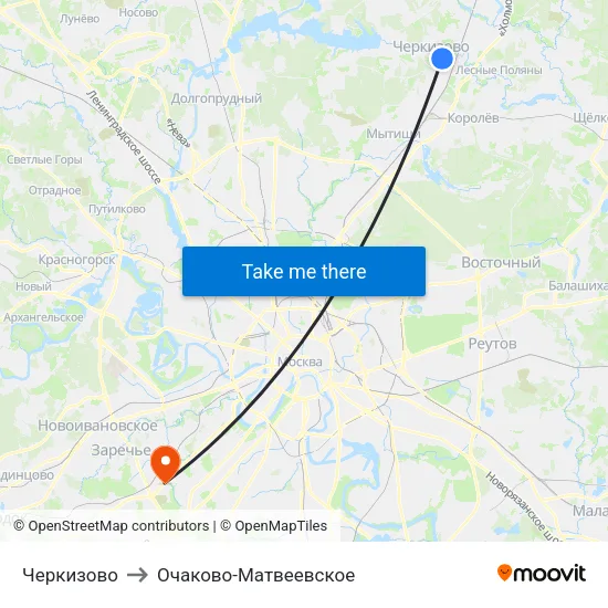 Черкизово to Очаково-Матвеевское map