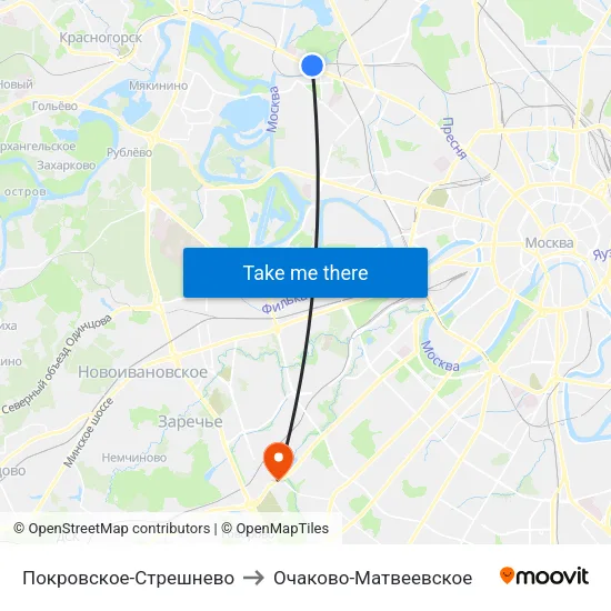 Покровское-Стрешнево to Очаково-Матвеевское map