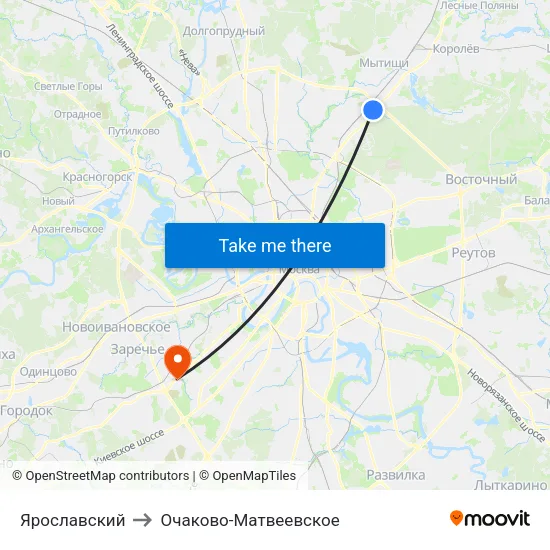 Ярославский to Очаково-Матвеевское map