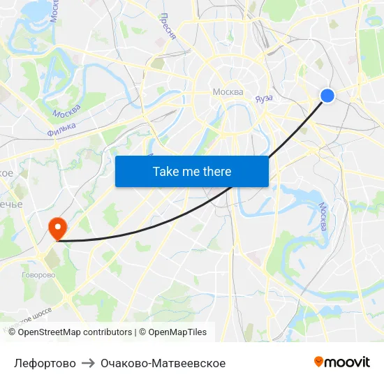 Лефортово to Очаково-Матвеевское map